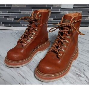 Cabela's Men's Brown Faux Leather Fly Fishing Angler Felt Sole‎ Boots Size 8